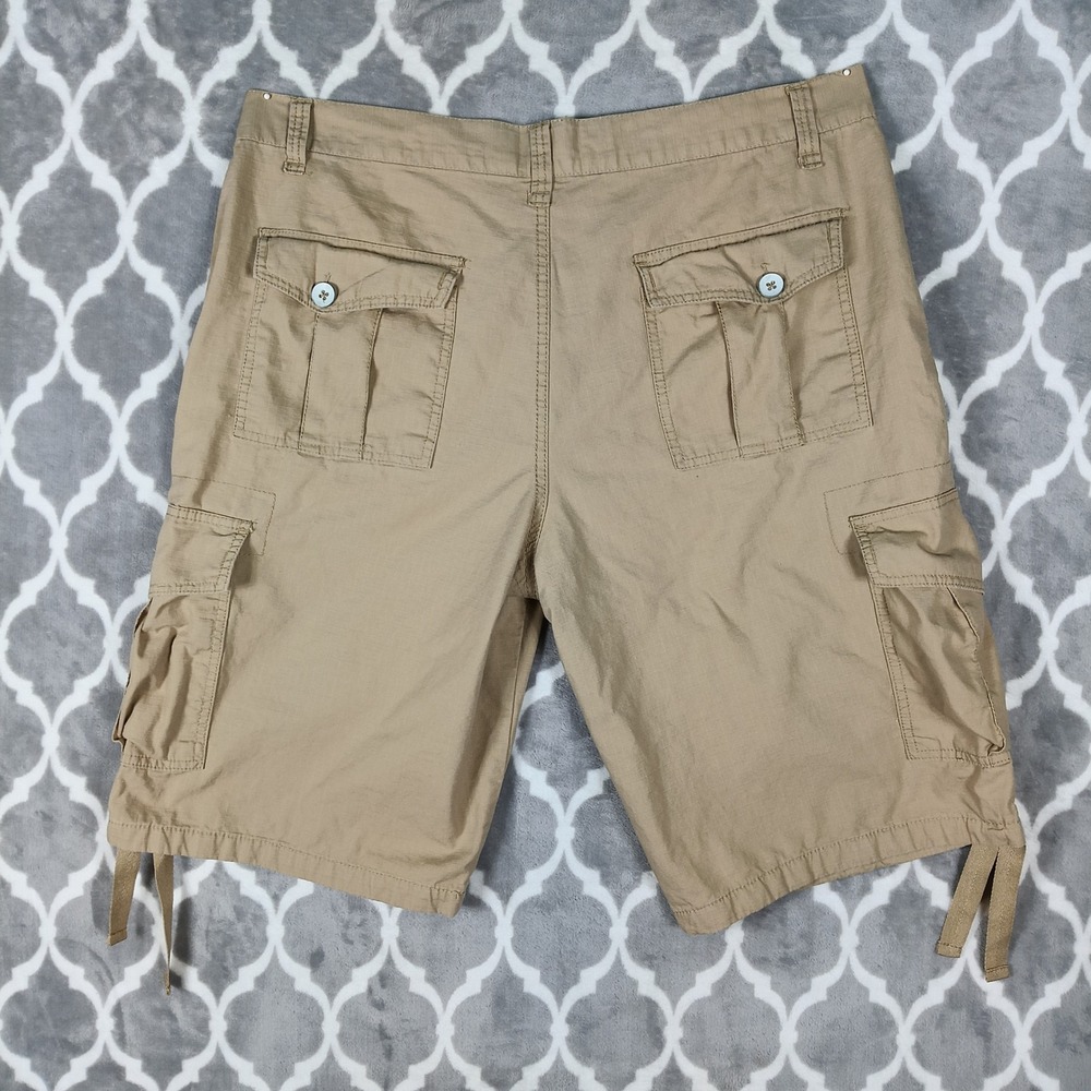 Southpole Cargo Shorts Mens 38 Tan Ripstop Baggy Y2K Utility Streetwear Khaki - Picture 3 of 9